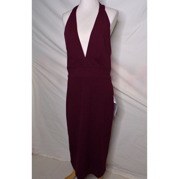 DRESS THE POPULATION Vanessa Halter Dress Burgundy Medium 6-8 NEW - Picture 9 of 11